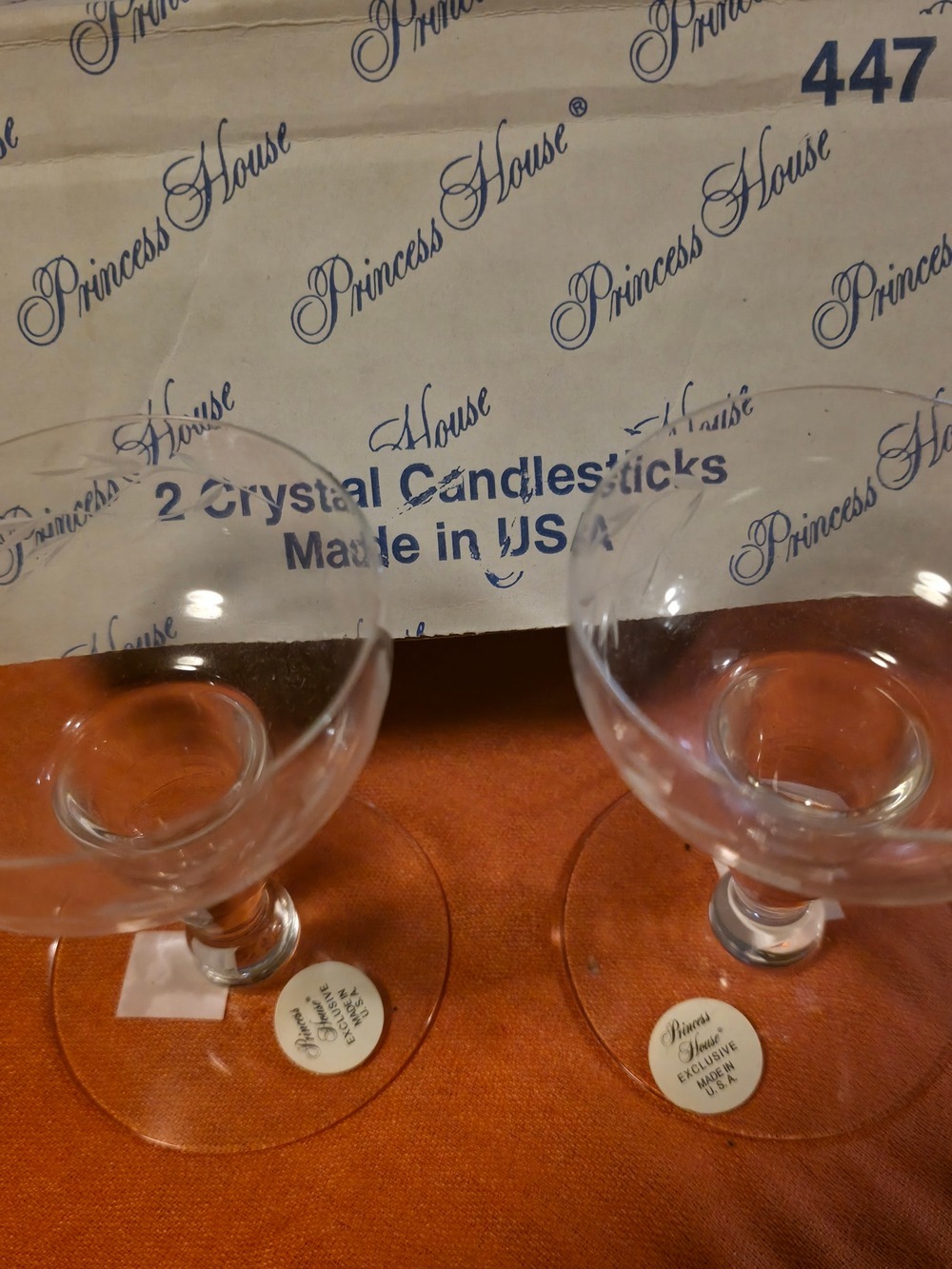 4/$67 Deal! Vintage Princess House Clear Crystal Candle Holders Pair